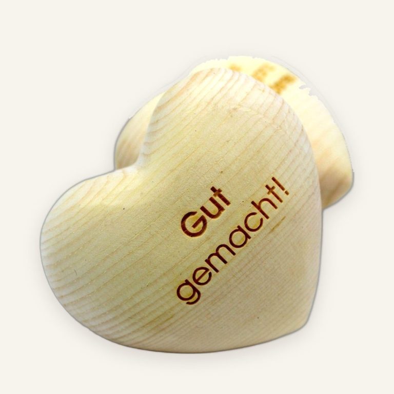 Zirbenholz-Herz Gut gemacht" – Handschmeichler