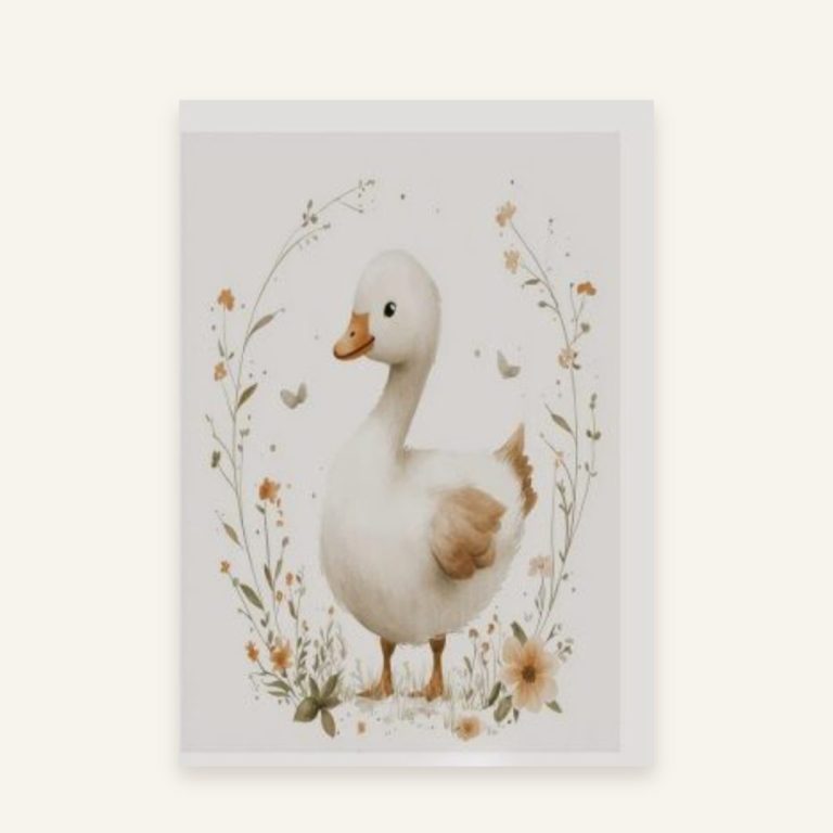 Babyzimmer-Poster Boho – Motiv B: Ente im Blumenkranz