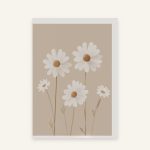 Babyzimmer-Poster Boho – Motiv E: Margeriten auf sandfarbenem Grund