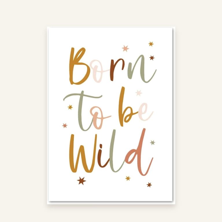 Kinderzimmer-Poster – Motiv B: Schriftzug „Born to be Wild", personalisiert