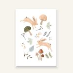 Kinderzimmer-Poster – Motiv D: Waldtiere mit Hasen und Pilzen, personalisiert