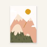 Kinderzimmer-Poster – Motiv F: Berge mit Sonne, personalisiert