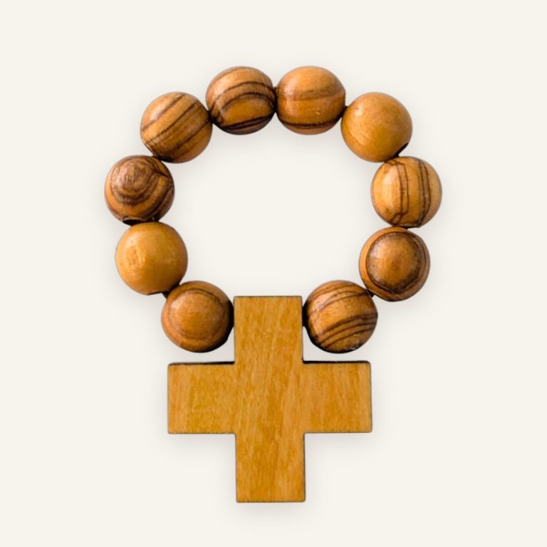 Fingerrosenkranz aus Olivenholz – kleines Gastgeschenk