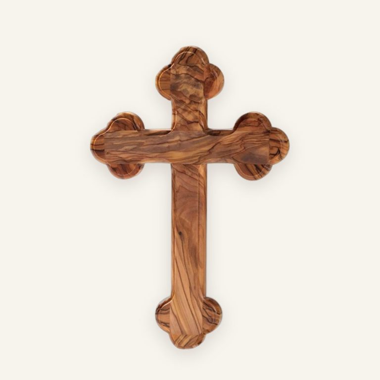 Wandkreuz mit runden Kanten – Olivenholz, Geschenk zur Taufe