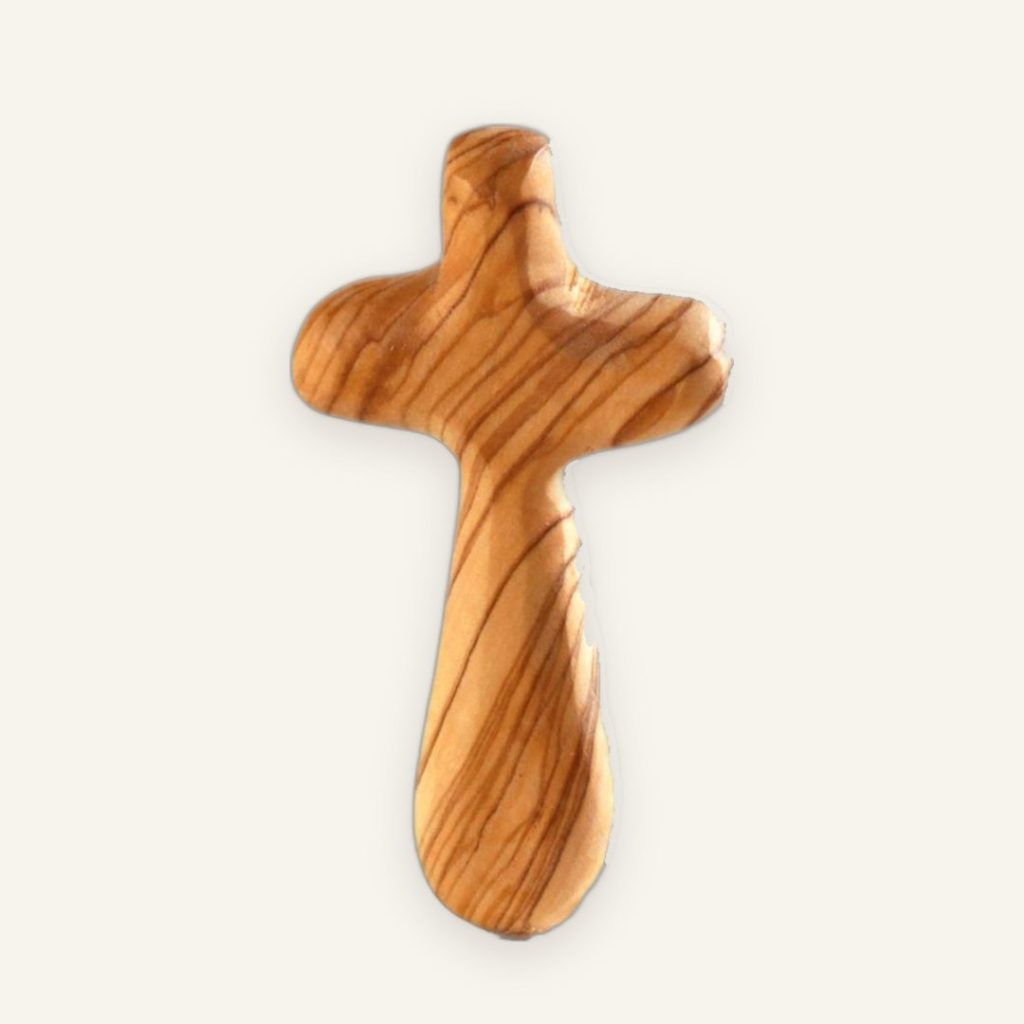 Kreuz-Handschmeichler aus Olivenholz – Glücksbringer