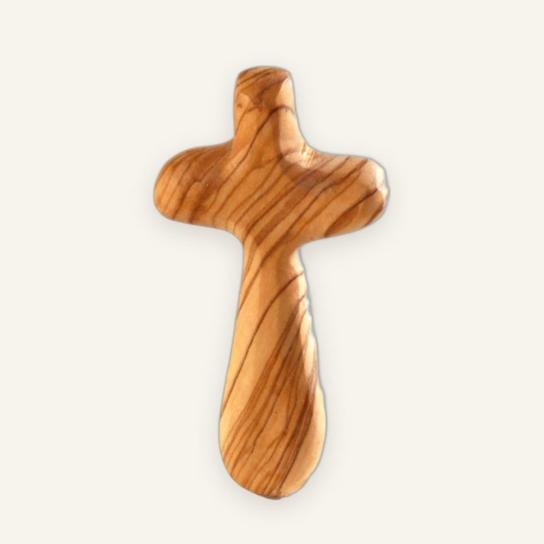 Kreuz-Handschmeichler aus Olivenholz mit abgerundeten Kanten