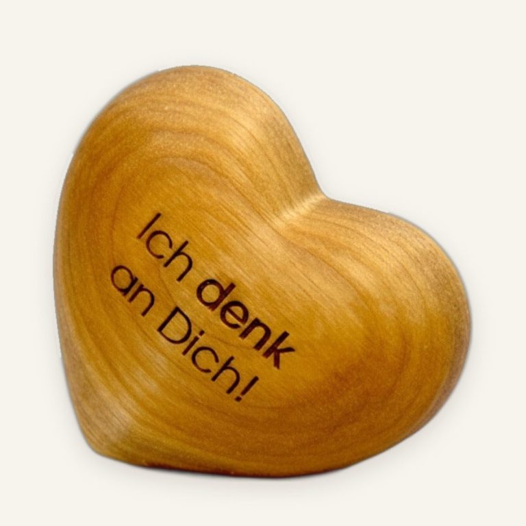 Holzherz Ich denk an Dich" – Trost- & Trauergeschenk