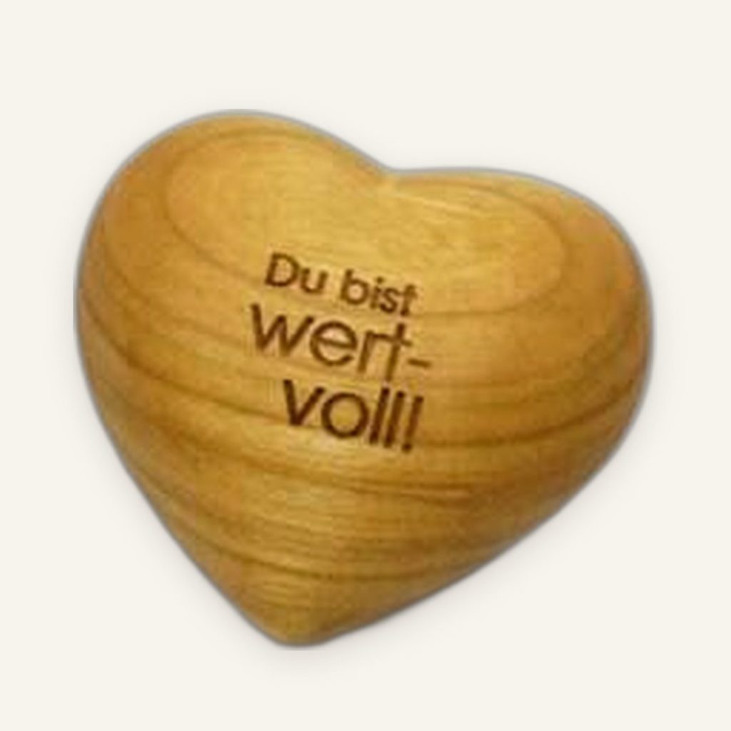 Holzherz-Handschmeichler Du bist wertvoll" – Geschenk