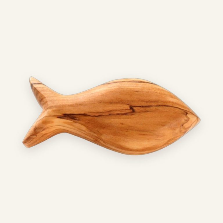 Fisch-Handschmeichler aus Olivenholz – Taufgeschenk
