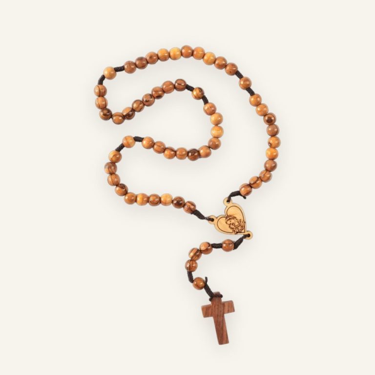Rosenkranz mit Herz und Maria 42 cm – Olivenholz