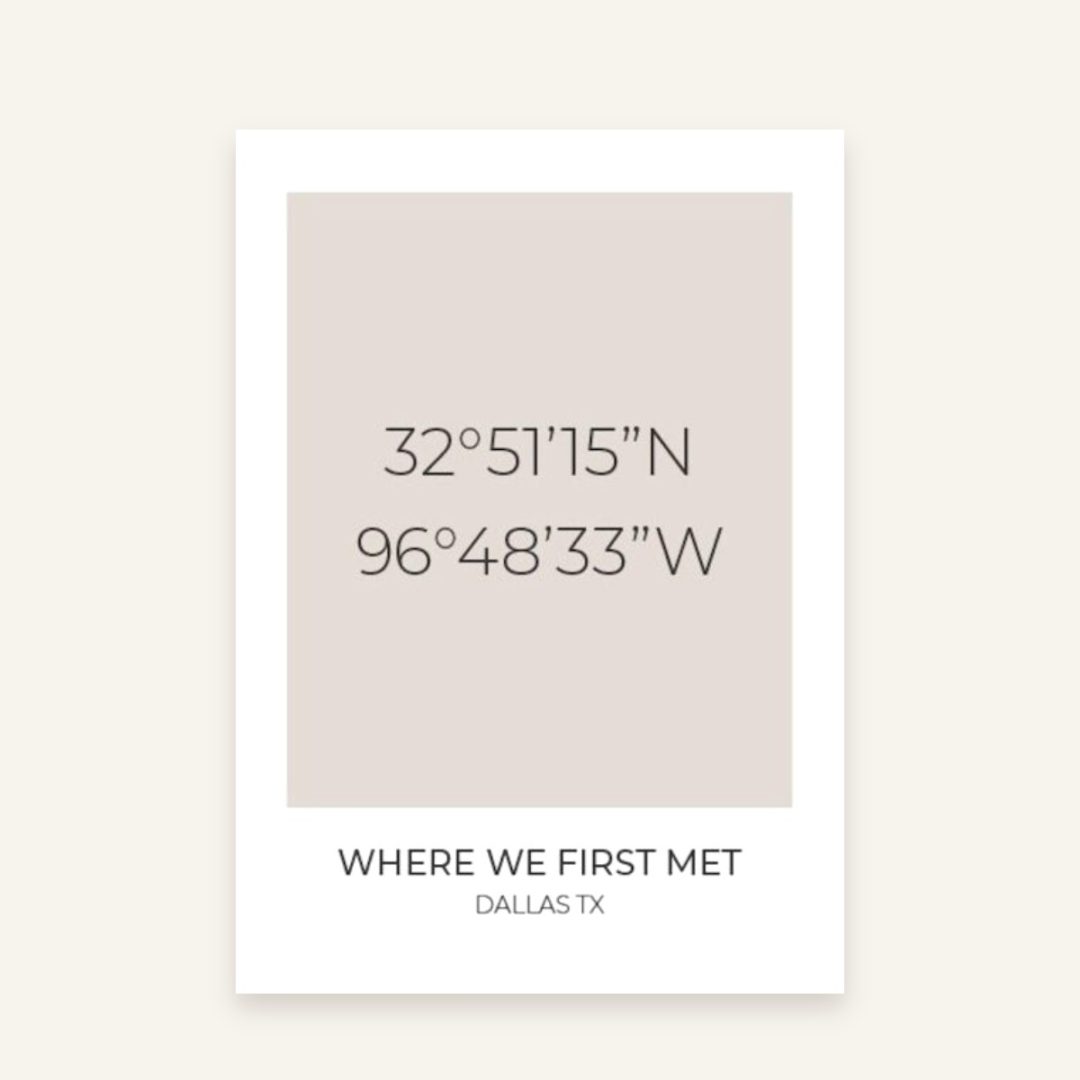 Koordinaten-Poster – personalisiert mit Wunschort, Datum und Text Koordinaten-Poster – personalisiert mit Wunschort, Datum und Text