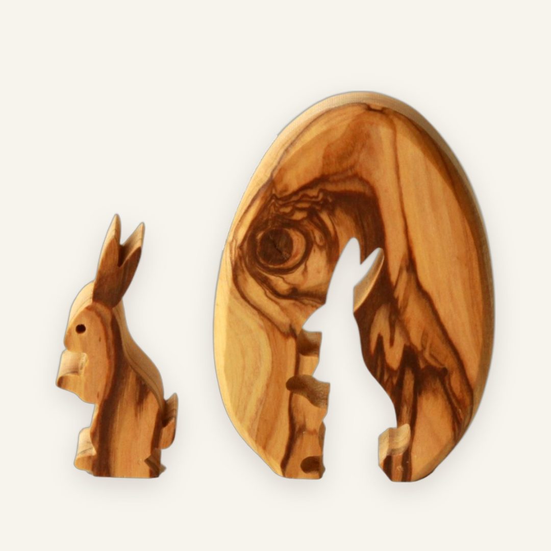 Osterhase im Ei aus Olivenholz – Osterdeko Osterhase im Ei aus Olivenholz – Osterdeko