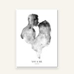 Hochzeitsposter Liebespaar – Motiv A: küssendes Paar in Aquarell, personalisiert