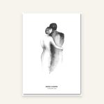 Hochzeitsposter Liebespaar – Motiv B: umarmendes Paar in Aquarell, personalisiert