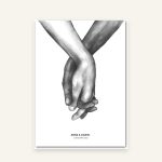 Hochzeitsposter Liebespaar – Motiv C: ineinander verschränkte Hände, personalisiert