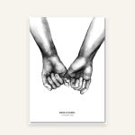 Hochzeitsposter Liebespaar – Motiv F: verschränkte kleine Finger, personalisiert