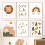 Kinderzimmer-Poster Wald und Berge – Bilderwand mit mehreren Motiven